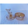 Image 2 : Marigold Carnival Glass Dish w/ Deer Figure Lid