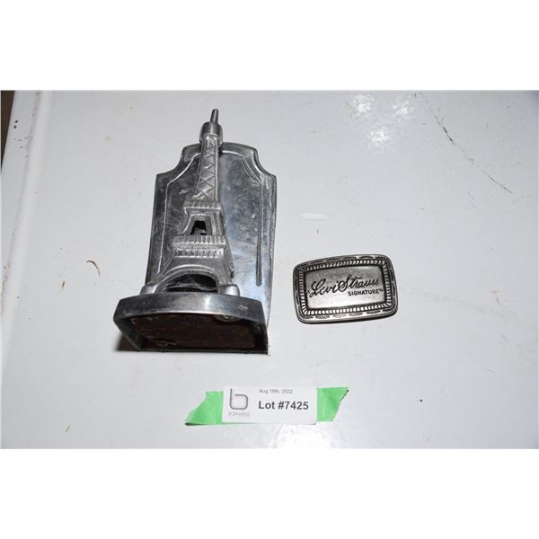 Eiffel tower bookend + belt buckle