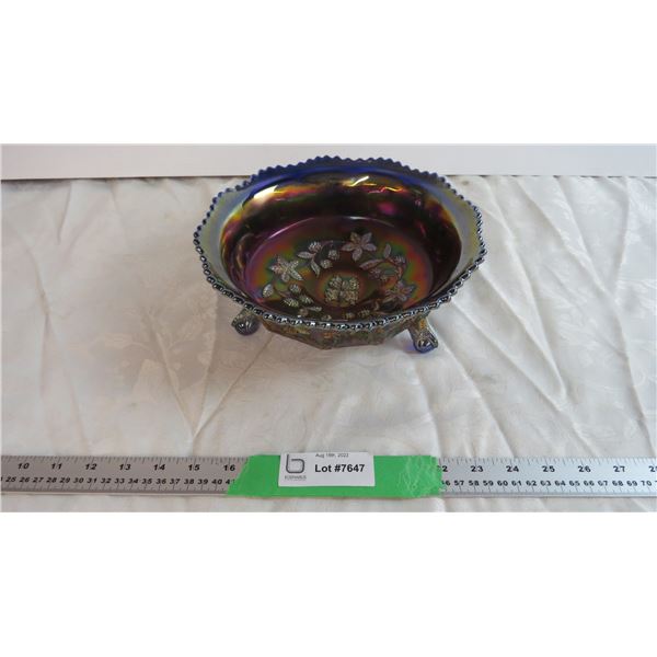 Carnival Glass Claw Footed Dish