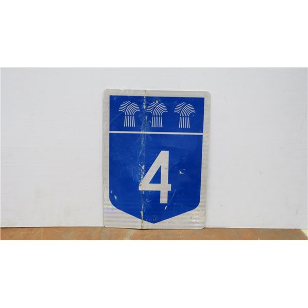Metal Highway "4" Sign (Saskatchewan)