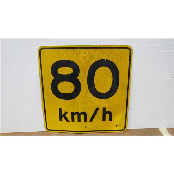 80 km/h metal sign (Saskatchewan) - Bodnarus Auctioneering