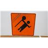 Image 1 : Highway works stop ahead metal sign