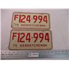 Image 1 : 1975 (pair) Sask License Plates