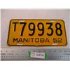 Image 1 : 1952 Manitoba License Plate