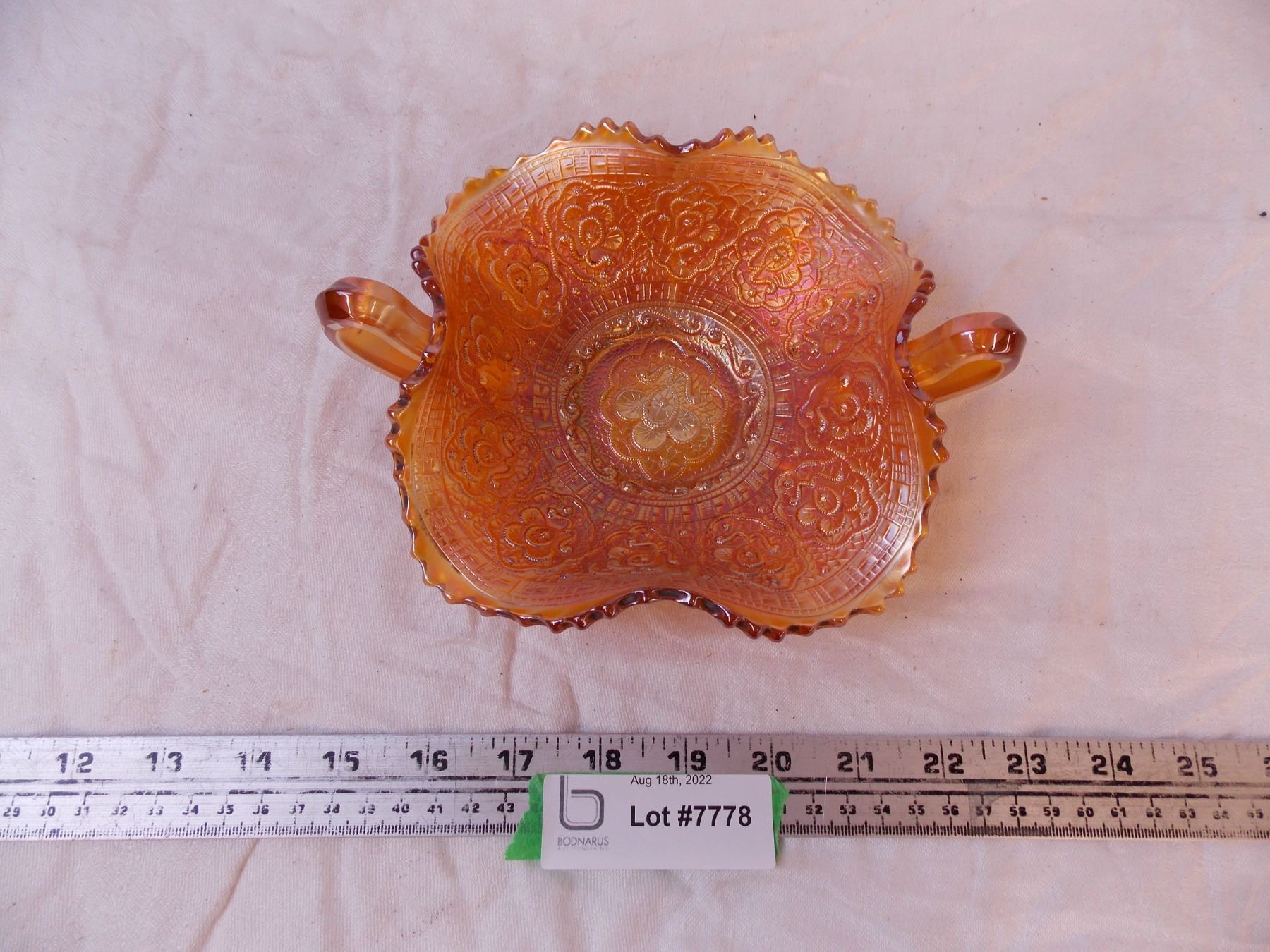 Marigold Carnival Glass Candy Dish