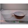 Image 1 : Pyrex casserole dish (no lod) + ribbed milk glass large bowl