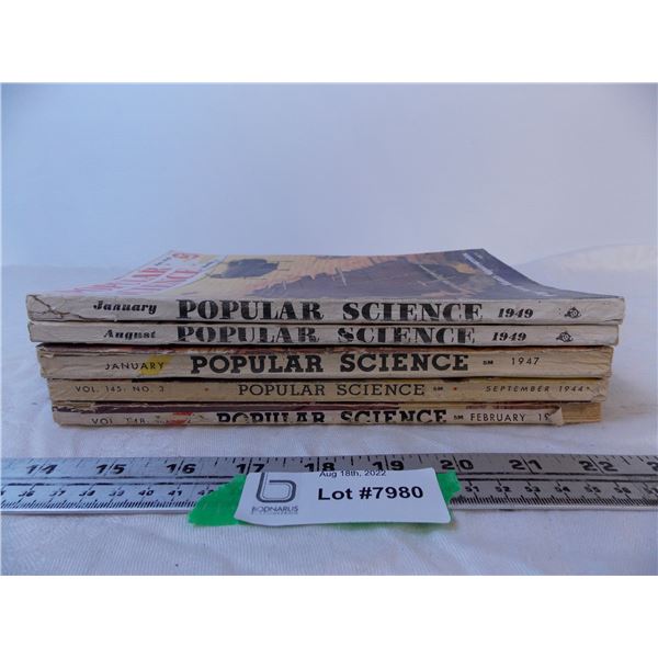 (5) 1940's Popular Science Magazines