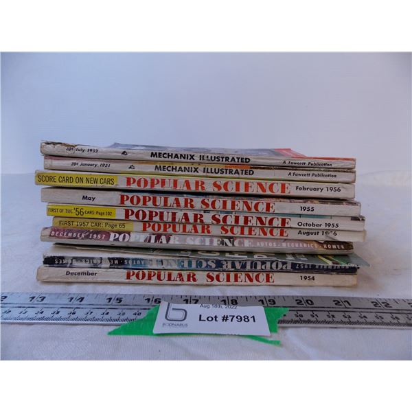 (7) 1950's Popular Science + (2) Mechanix Illustrated