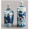 Image 1 : Two Blue & White Copper Red Snuff Bottles Marked