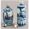 Image 3 : Two Blue & White Copper Red Snuff Bottles Marked