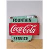 Image 1 : NEW COCA-COLA FOUNTAIN SERVICE EMBOSSED METAL SIGN - REPRODUCTION
