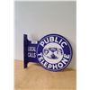 Image 1 : NEW PUBLIC TELEPHONE DOUBLE SIDED TIN FLANGE SIGN - REPRODUCTION