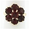 Image 1 : Vintage Retro 14k Gold 7.6 ctw Garnet Solitaire Halo Cluster Flower Cocktail Rin