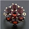 Image 2 : Vintage Retro 14k Gold 7.6 ctw Garnet Solitaire Halo Cluster Flower Cocktail Rin