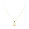 12mm x 10mm Cabochon Jade Pendant with Chain - 14KT + 18KT Yellow Gold