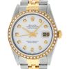 Rolex Mens 2 Tone White Diamond 36MM Oyster Perpetual Datejust Wristwatch