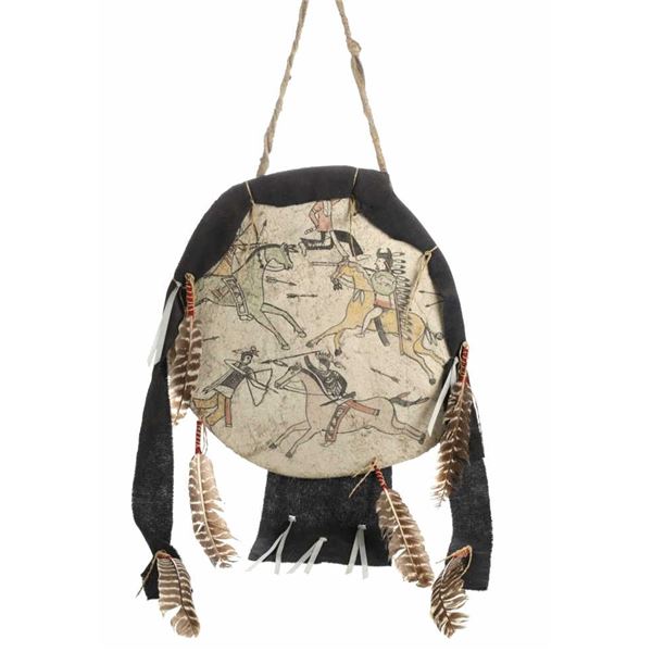 Lakota Sioux Polychrome Painted Large War Shield