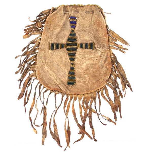 C. 1880 Sioux Beaded Tobacco or Coin Hide Pouch