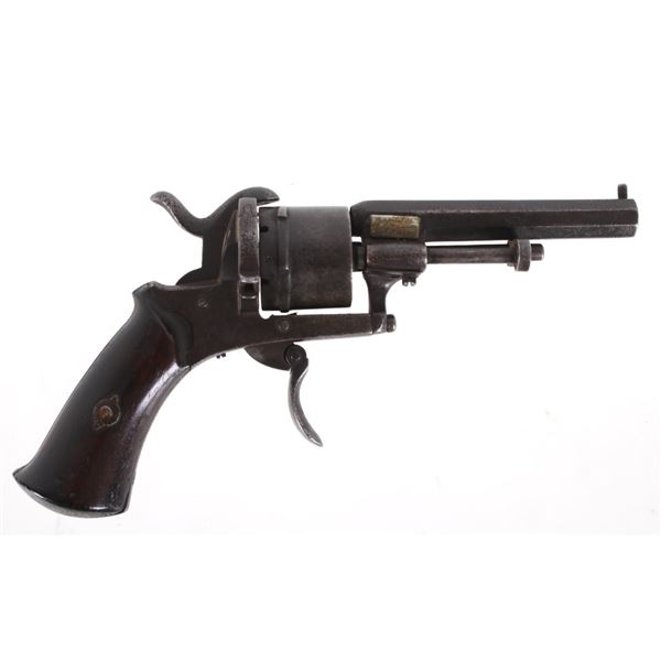 19th C. Belgian Folding Trigger Pinfire Revolver