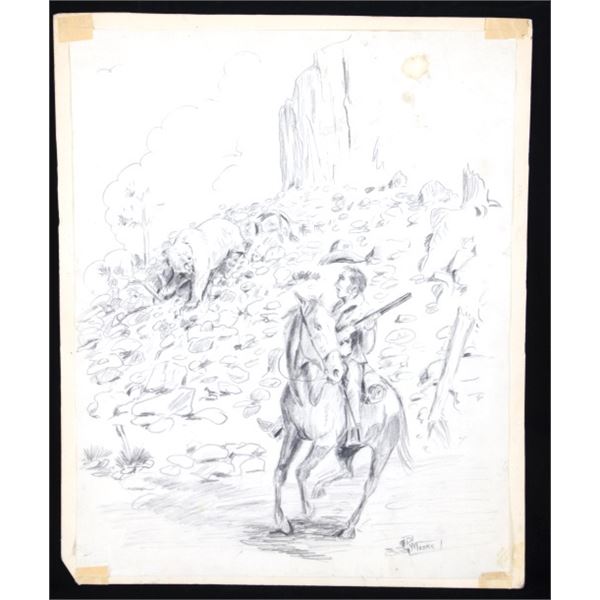 Bob Moore   Up Alder Gulch  Graphite on Paper 1971