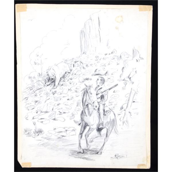 Bob Moore " Up Alder Gulch" Graphite on Paper 1971