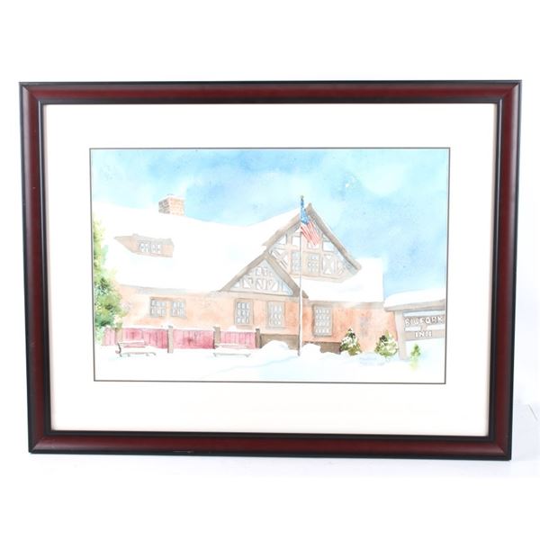 Bigfork Inn Montana Watercolor By Carlotta Barker