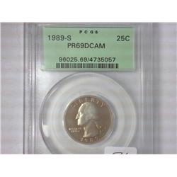 1989-S Washington Quarter PCGS PR69DCAM