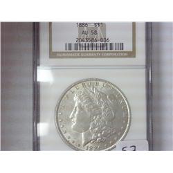 1886 Morgan Silver Dollar NGC AU58