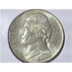 1943-P Type 2 Jefferson War Nickel (35% Silver) BU