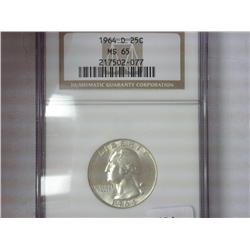 1964-D Washington Quarter NGC MS65
