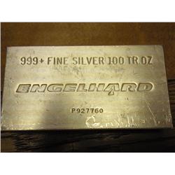 100 Troy Ounce Englehard .999 Fine Silver Bar
