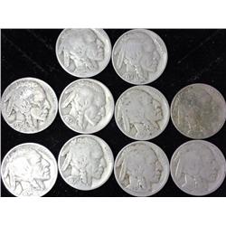 10 Assorted Dated Buffalo Nickels