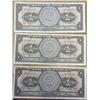 Image 1 : 3 Bank Of Mexico One Peso Notes (GEM CU)
