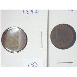 1892 And 1893 Indian Head Cents