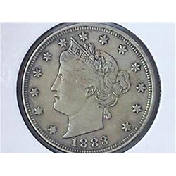 1883 No Cents Liberty ''V" Nickel (EF)