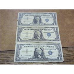 3- 1957 One Dollar Silver Certificates