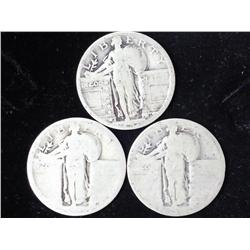 3 Undated Standing Liberty Quarters