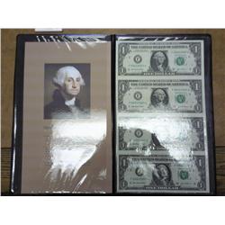 4 Uncut One Dollar 2003-A Federal Reserve Notes