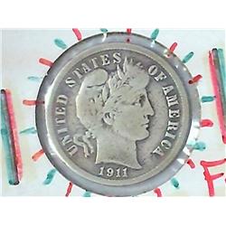 1911-S Barber Dime (VG+)