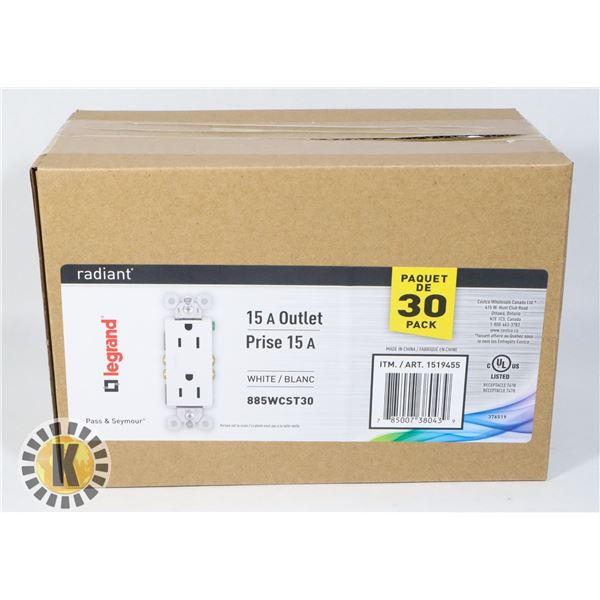 NEW 30 PACK CASE OF 15A OUTLETS