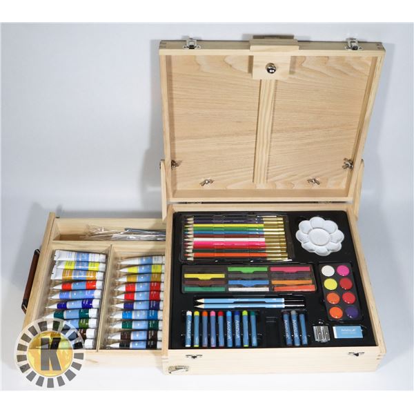 WOOD ART EASEL ART KIT (FULL OF ART SUPPLIES)