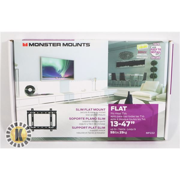 NEW MONSTER MOUNTS SLIM FLAT TV MOUNT