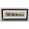 Image 1 : ELEPHANT FAMILY WALKING WOODEN FRAMED WALL PICTURE