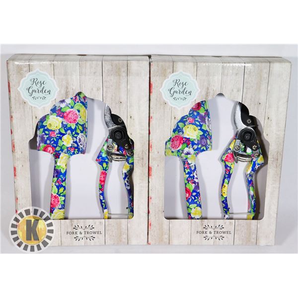 TWO NEW SETS OF "ROSE GARDEN" GARDENING TOOLS