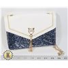 NEW WHITE FAUX LEATHER COLOR BLOCK SQUARE PURSE