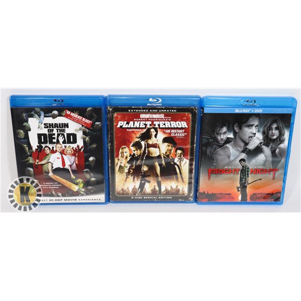 3 HORROR/COMEDY THEMED FILMS BLURAY