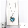 Image 1 : NEW TURQUOISE HEART PENDANT WITH CLEAR RHINESTONES