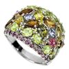 Image 2 : Natural Tourmaline Peridot Rhodolite Tanzanite Ring