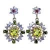 Image 1 : Natural Peridot Rhodolite Tanzanite Earrings
