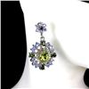 Image 2 : Natural Peridot Rhodolite Tanzanite Earrings